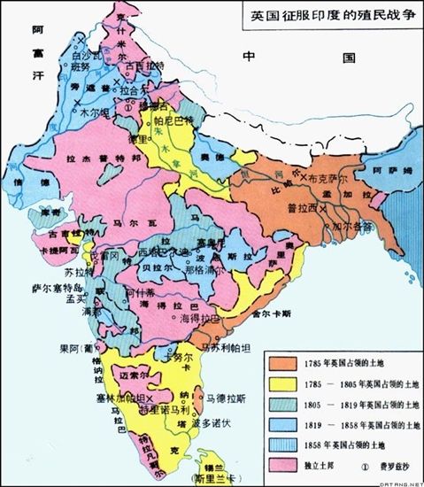 三,近现代史 1,殖民时代,包括: 英属印度,法属印度,葡属印度 最早在